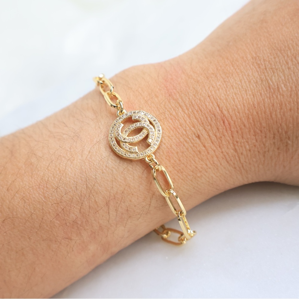 Elegant  Stainless steel Bracelet with Crystal Accents
